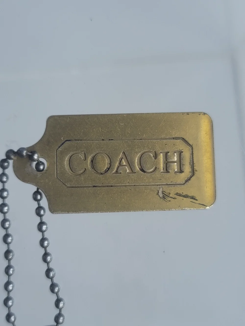 Coach Vintage Antique Brass-Tone Metal Key Chain Tag Fob Charm Hang Tag